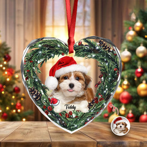 Custom Photo Dog Personalized Heart Shaped Glass Ornament For Christmas HA75 897468