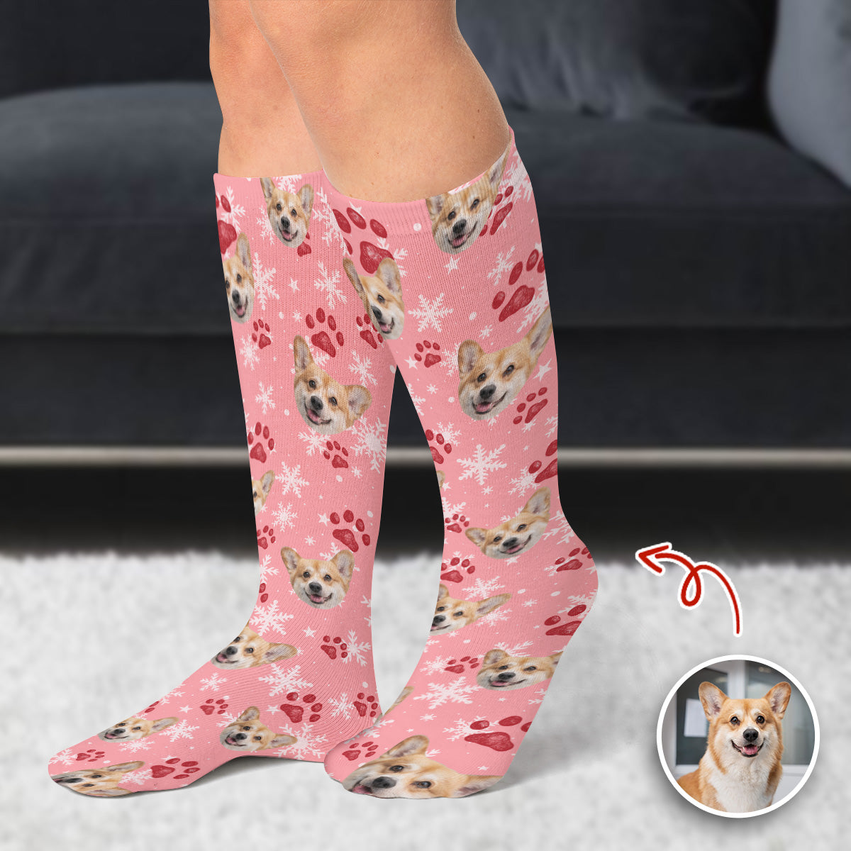 Custom Dog Photo Christmas Fluffy Socks Christmas Gift CH07 899202