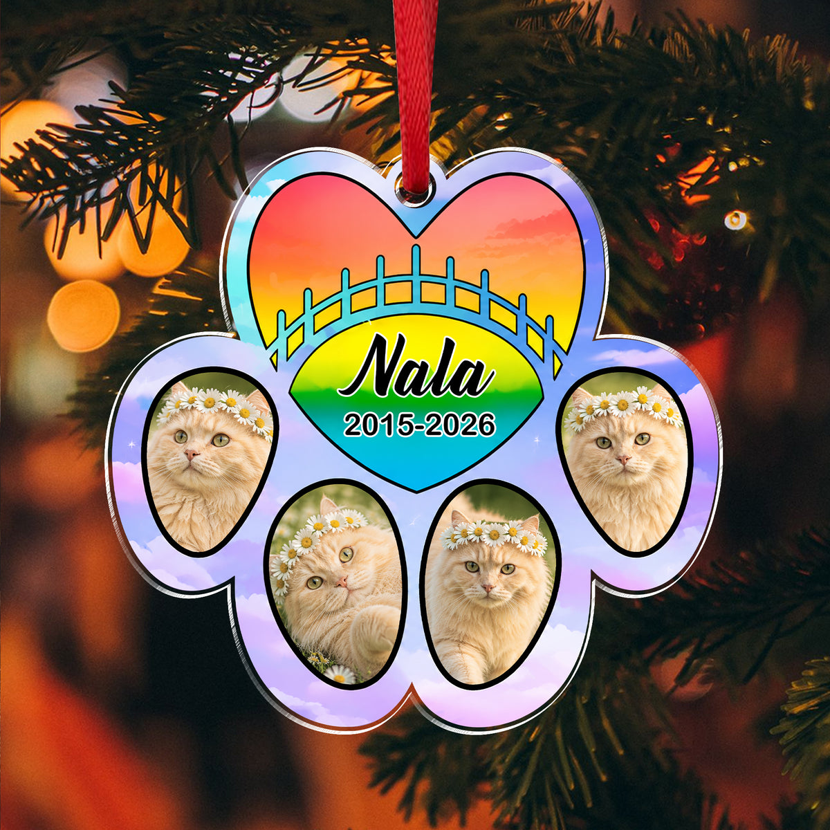 Personalized Dog Cat Photo In Memory Of Paw Acrylic Ornament, Pet Memorial Christmas Gift TH10 170887