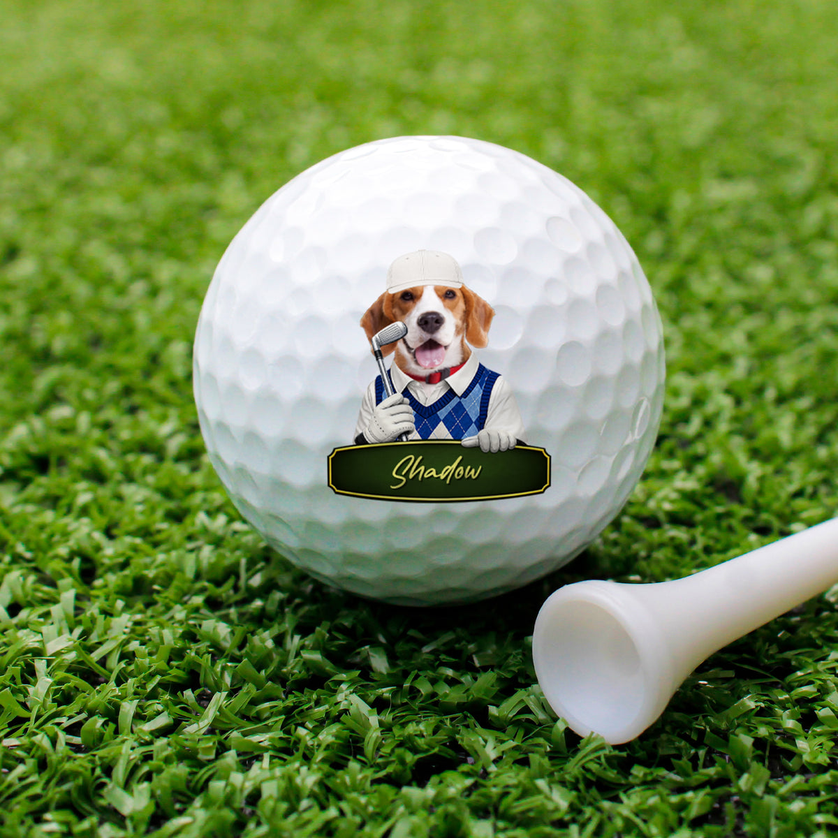 Custom Cute Cartoon Pet Character Photo With Name Golf Ball TH10 169781