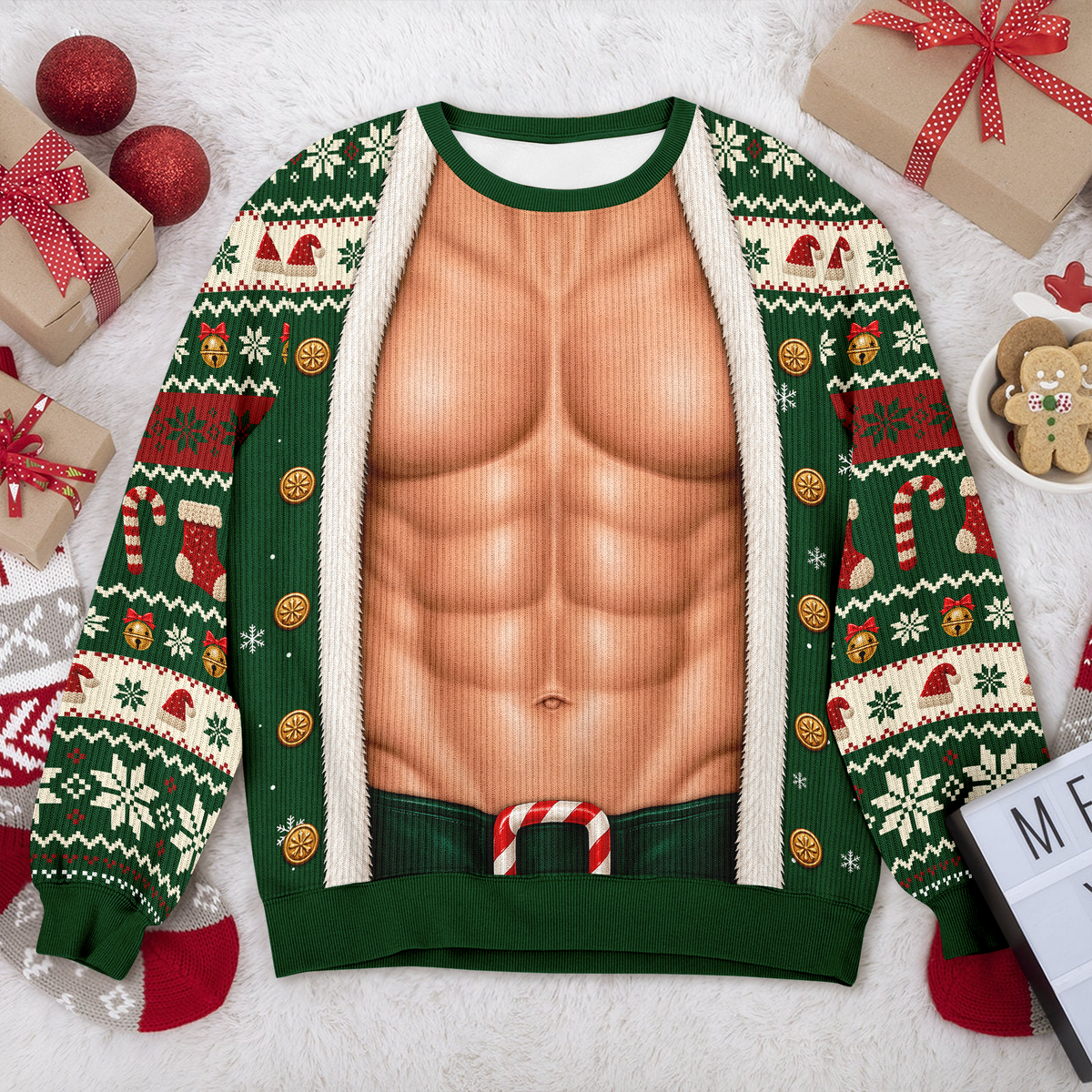 Personalized Fake Body Funny Couple Ugly Sweater - Gag Gift for Christmas Party TH10 171259