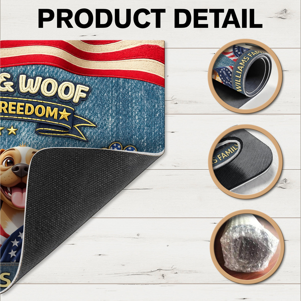 Custom 3D America Dog Red White Woof Doormat – Patriotic America 250 Years of Freedom LM32 899221