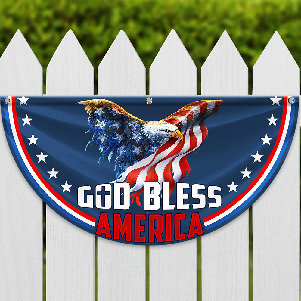 Personalized God Bless America 1776 - 2026 Eagle Non-Pleated Fan Flag LM32 899029