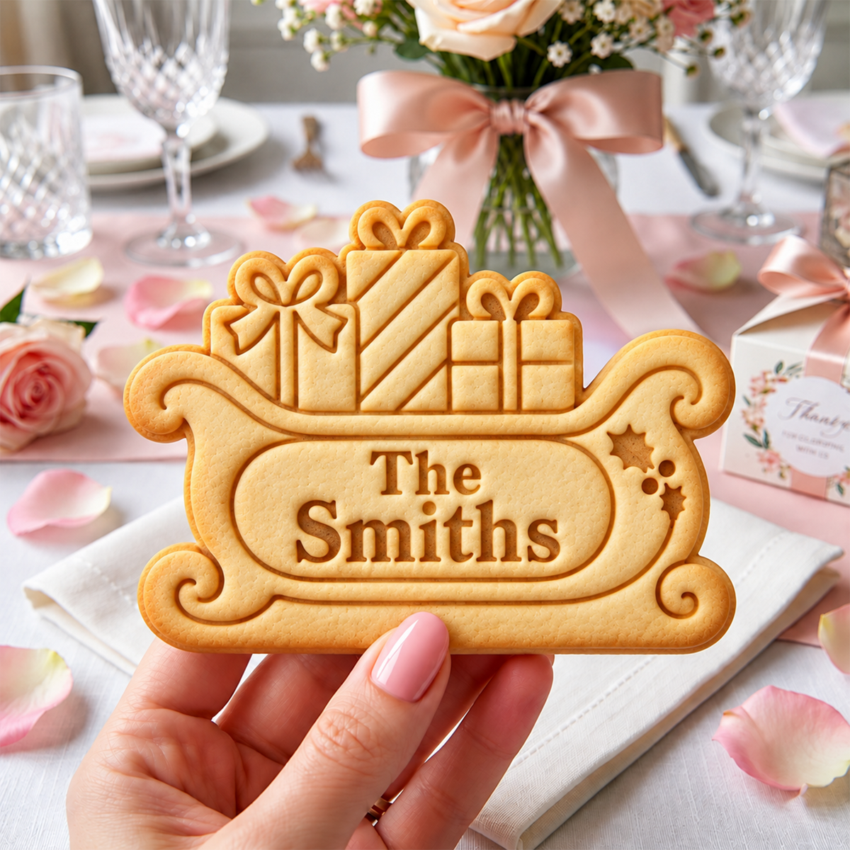 Custom Family Name Merry Christmas Cookie Cutter & Stamp CH07 181100