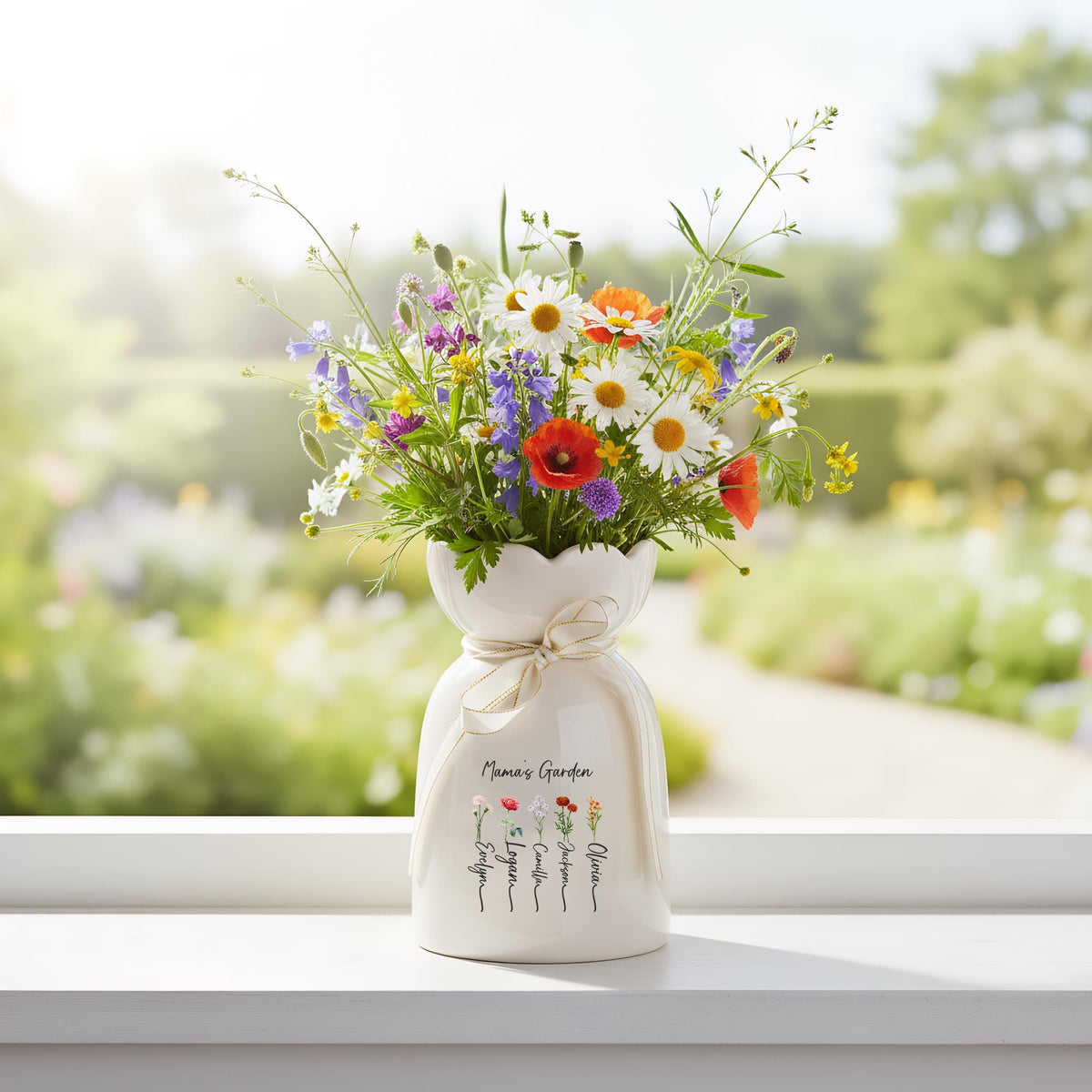 Custom Mama’s Garden Birth Month Flower Ceramic Vase, Mother’s Day Gift from Kids LM32 899721