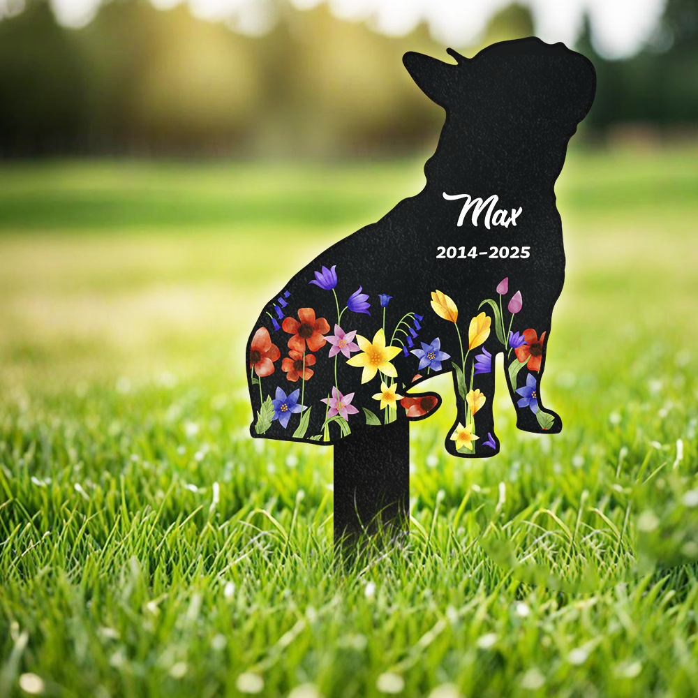 Custom Floral Dog Name Memorial Garden Stake TH10 894119