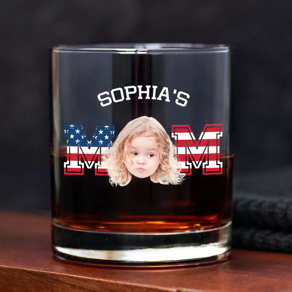 Custom Photo Kid And Dad US Flag Rock Glass HA75 892410