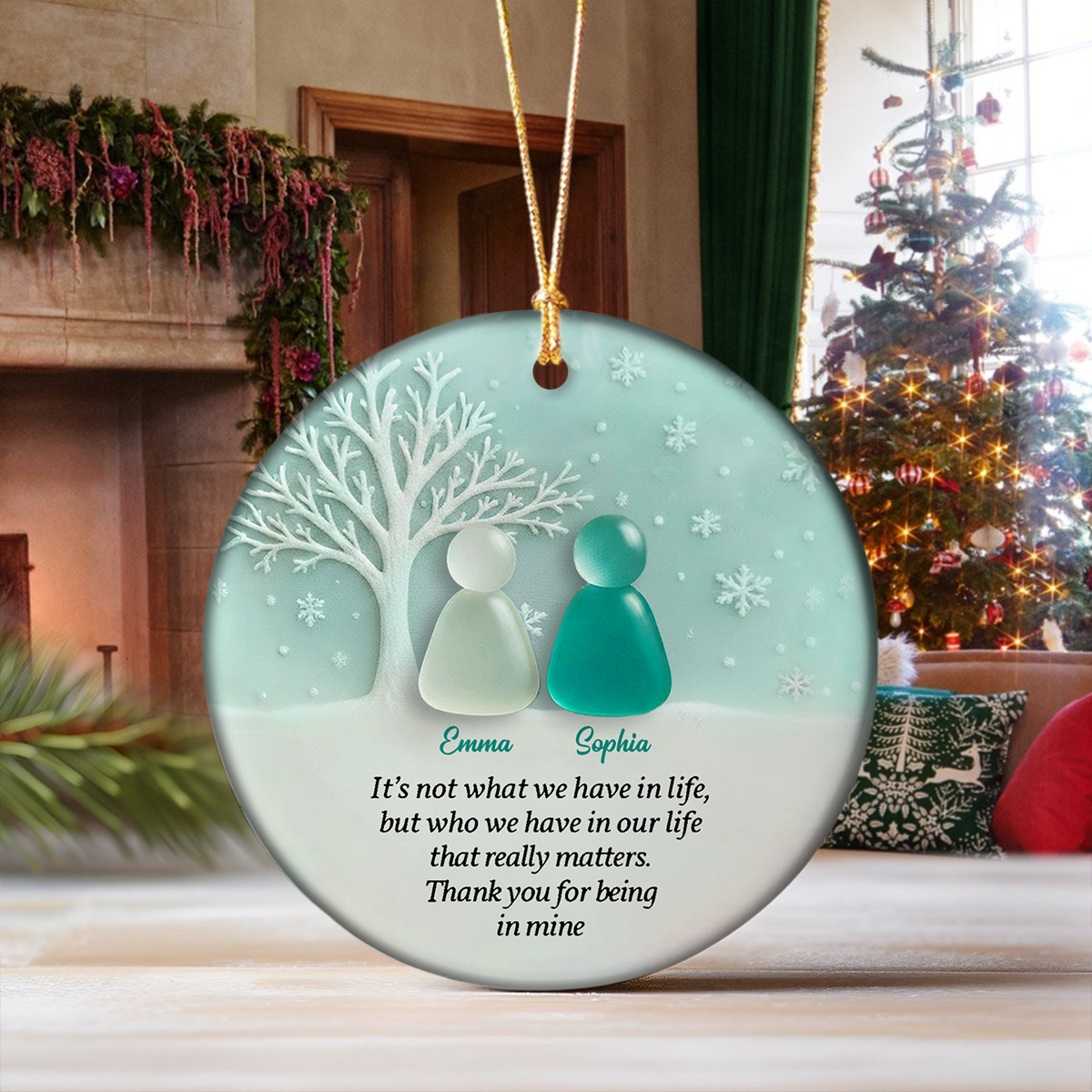 Personalized 2D Friendship Sea Glass Ceramic Ornament, Best Friend Christmas Gift CH07 899862