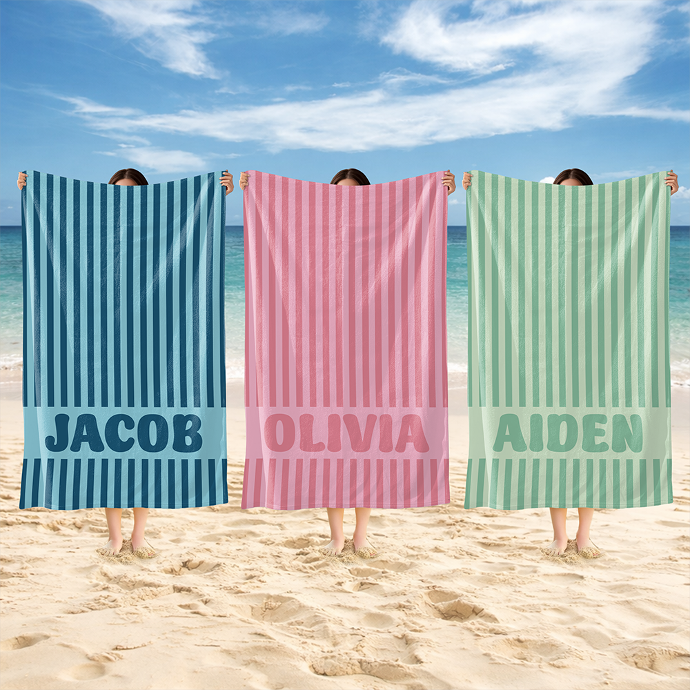 Custom Name Groovy Beach Towel – Personalized Gift for Family, Friends & Loved Ones CH07 911008
