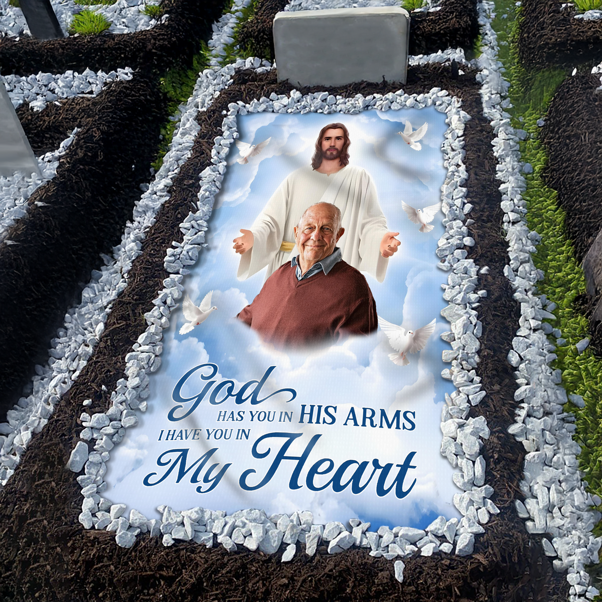 Custom Photo God Has You in His Arms Memorial Grave Blanket HA75 892788