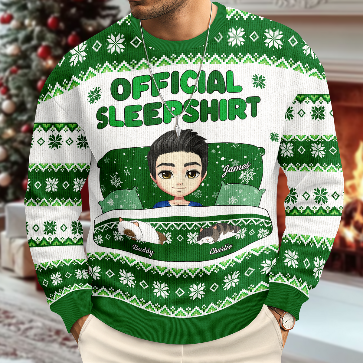 Official Sleepshirt Funny Family With Cat Ugly Sweater Personalized Gift For Cat Lovers HO82 900184