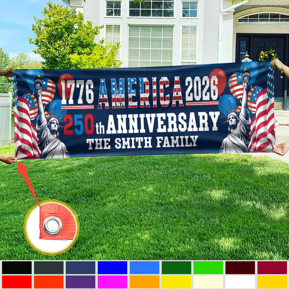 Custom Family Name USA 250th Anniversary 1776-2026 Banner HO82 901584