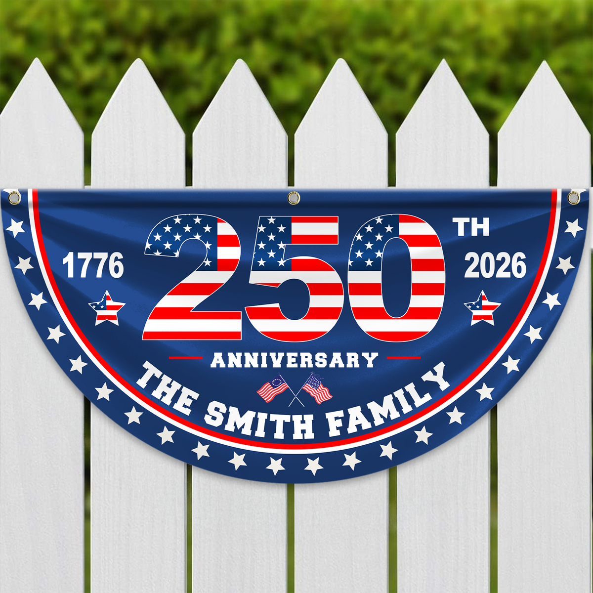 Custom Family Name 250th Anniversary Non-Pleated Fan Flag HA75 920910