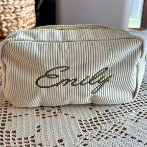 Personalized Name Embroidered Corduroy Cosmetic Bag, Bridesmaid Gifts, Bachelorette Party Gifts HO82 900522