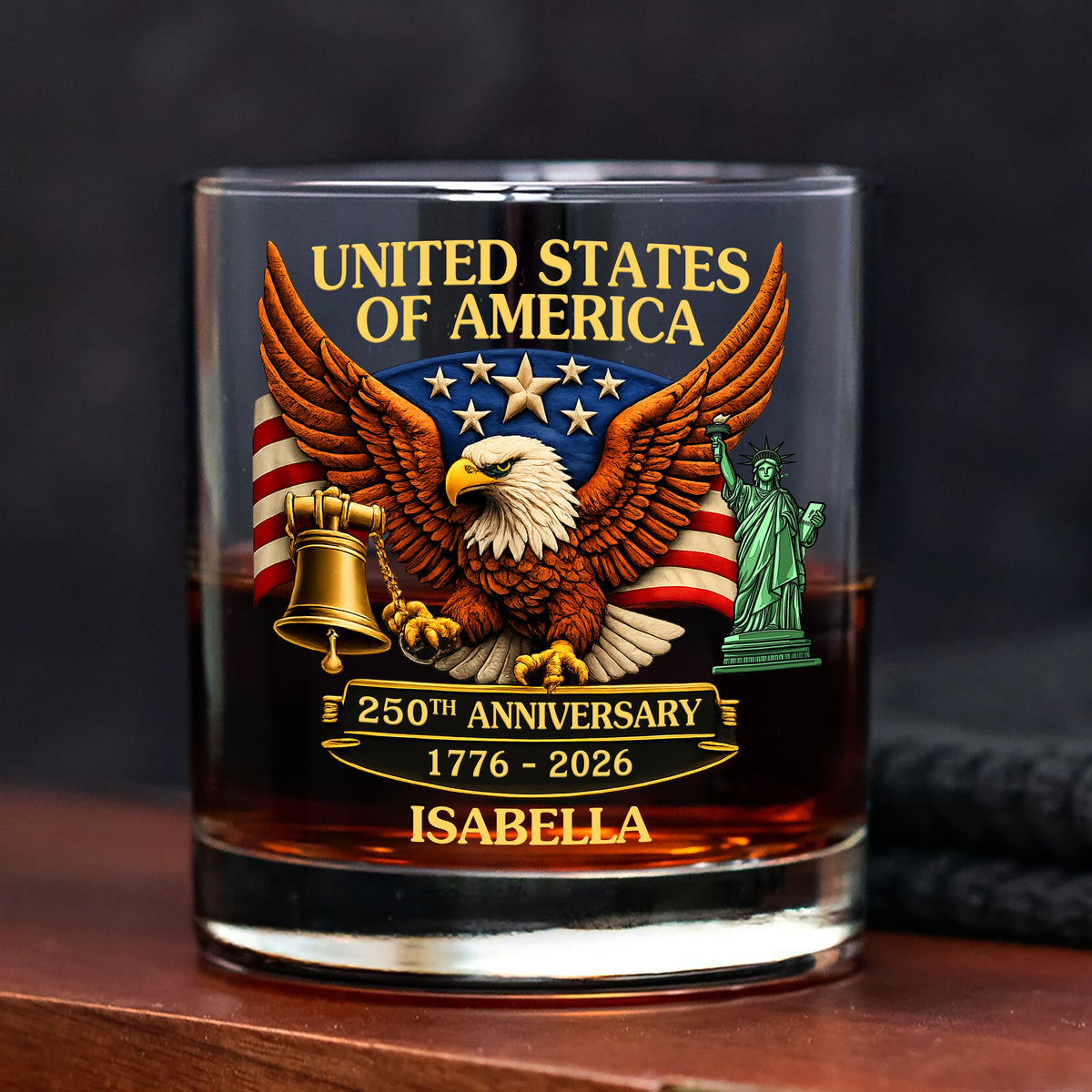 Custom Name United State Of America 250th Anniversary Whiskey Glass TH10 898691