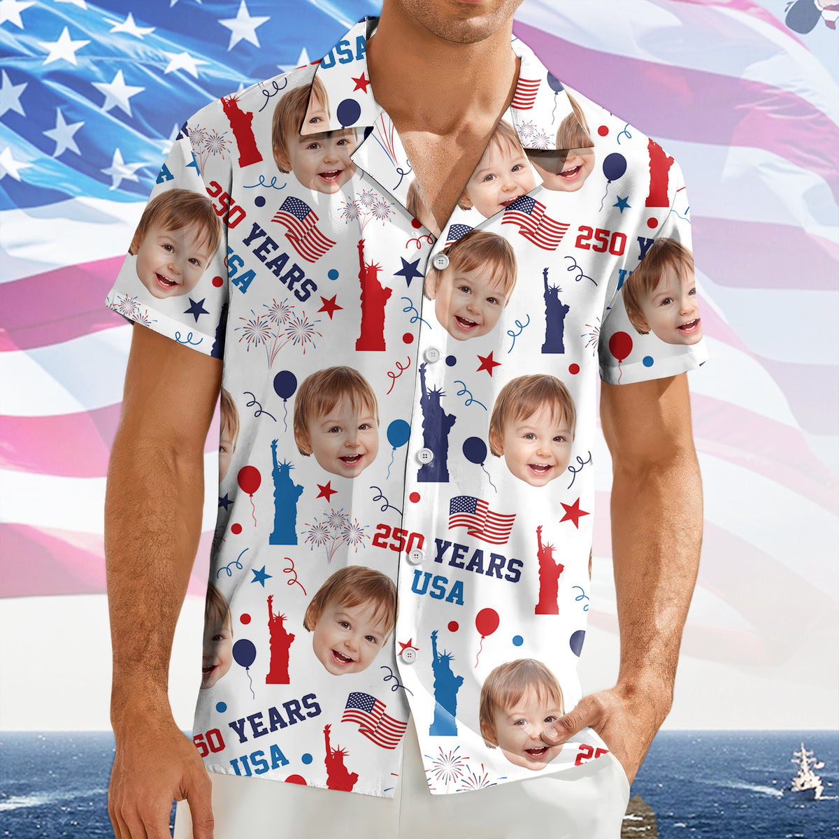 Custom Face Photo 250 Years USA Hawaiian Shirt Patriotic Summer Gift LM32 668907