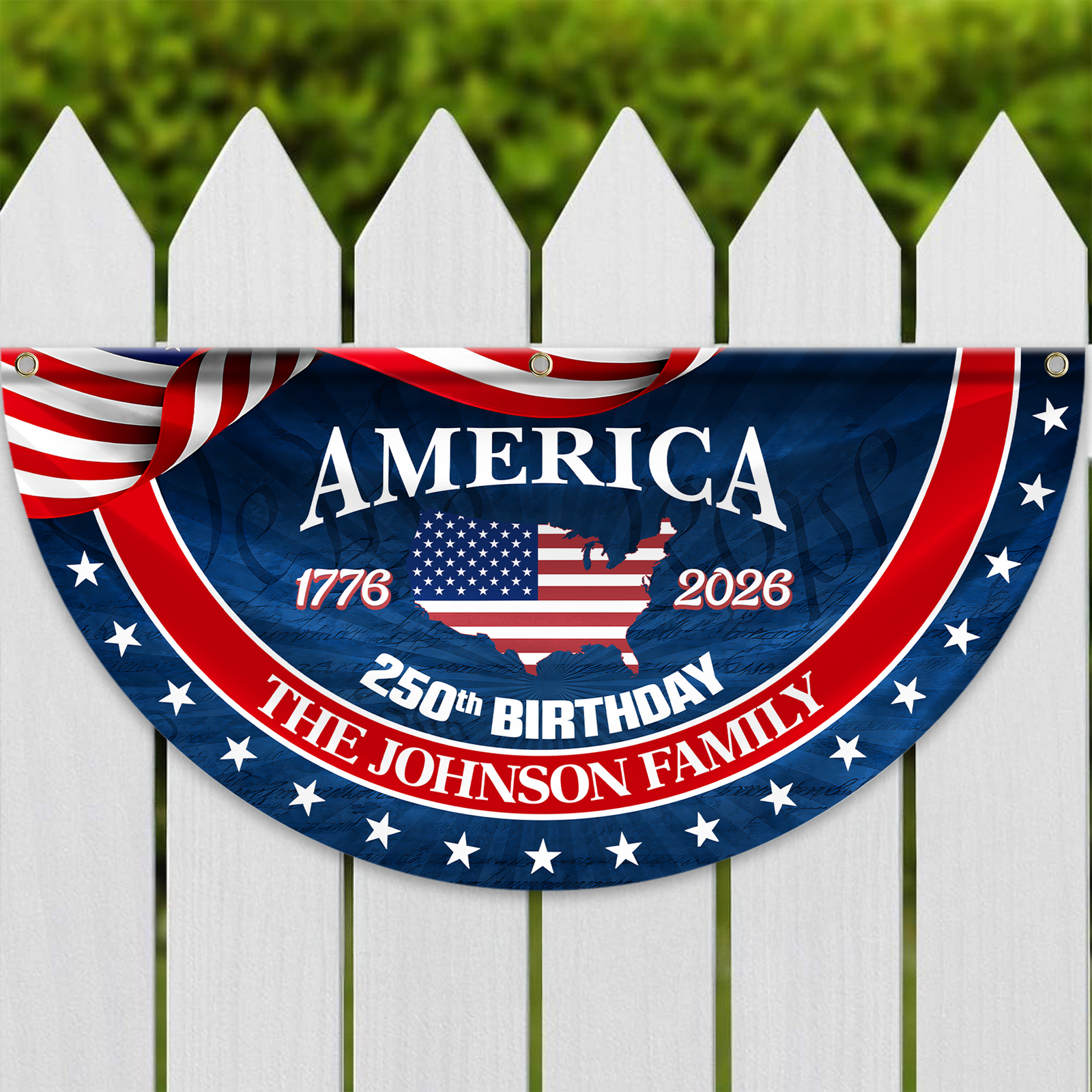 Custom Family Name America 250 Birthday 1776-2026 Non-Pleated Fan Flag HA75 920366
