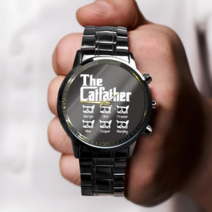 The CatFather For Cat Lovers Personalized Dad Men's Wrist Watch LM32 893523