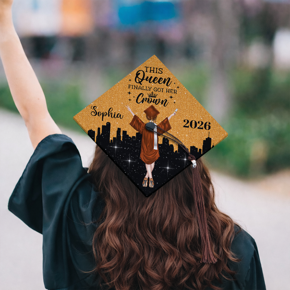 This Queen Finally Got Her Crown Personalized Graduation Cap Topper HA75 920824