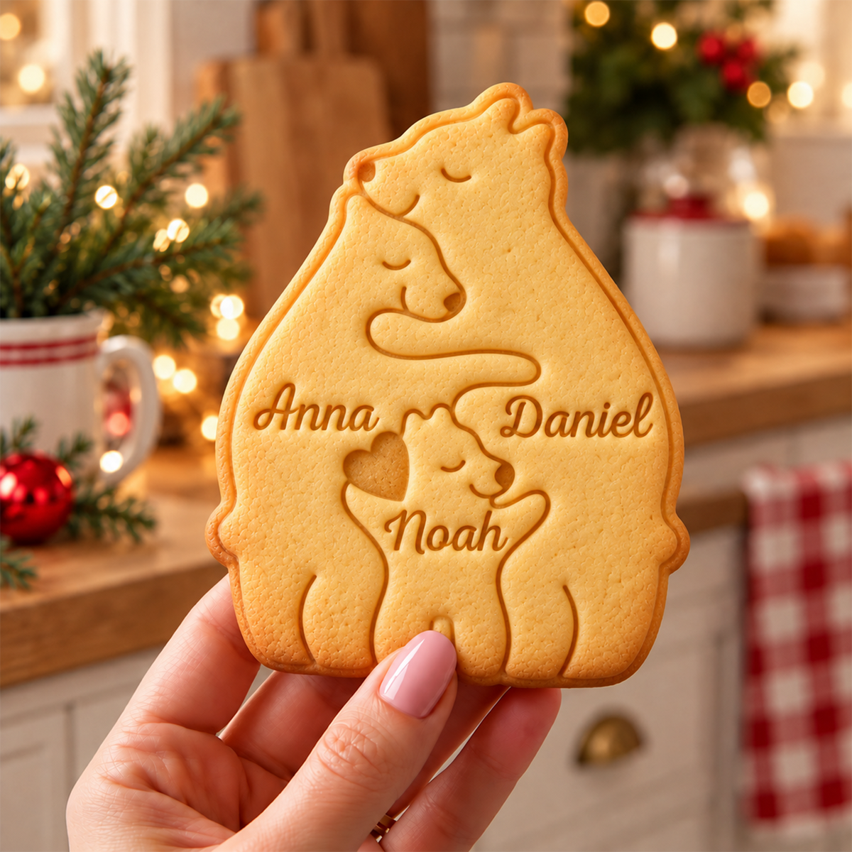 Custom Bear Family Shaped Cookie Stamp, Personalized Baking Accessory HO82 904174