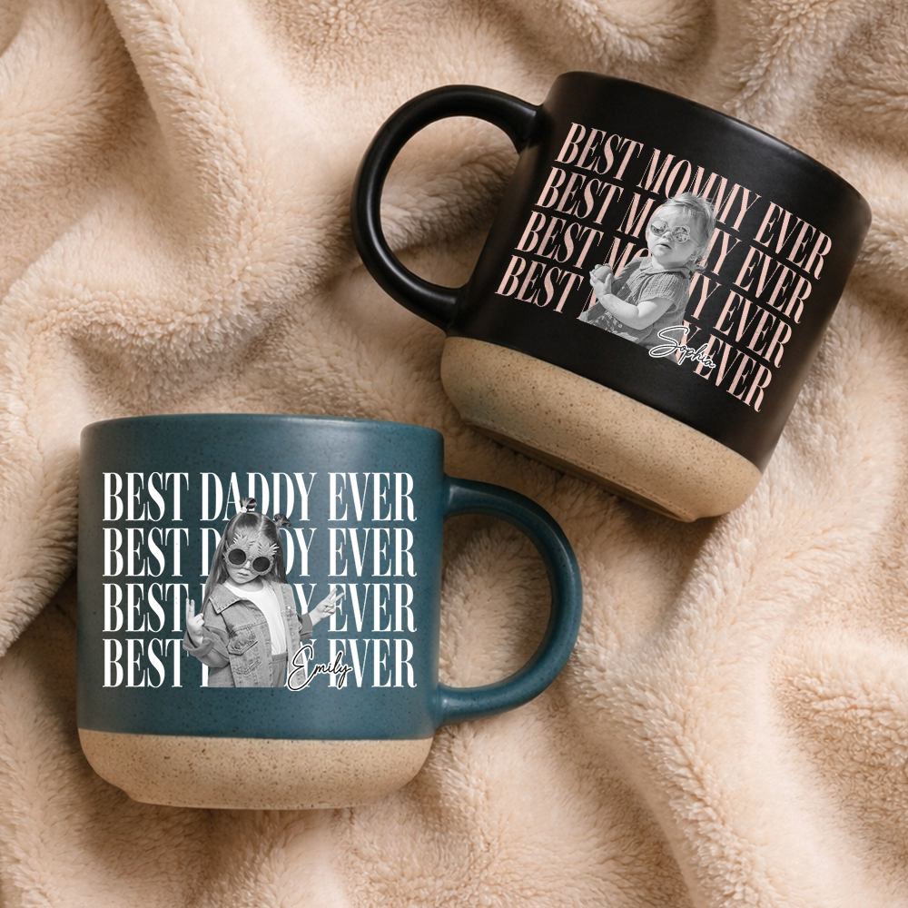 Personalized Vintage Photo Best Daddy Mommy Ever Pottery Mug TH10 170065