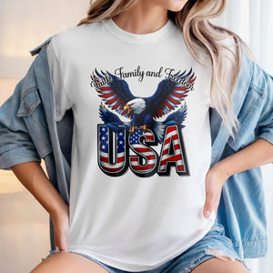 Faith, Family & Freedom America 250 Years Patriotic Bright Shirt LM32 897355