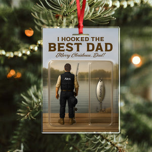 Personalized Hooked the Best Dad Ever Family Fishing Fun Acrylic Ornament LM32 895555