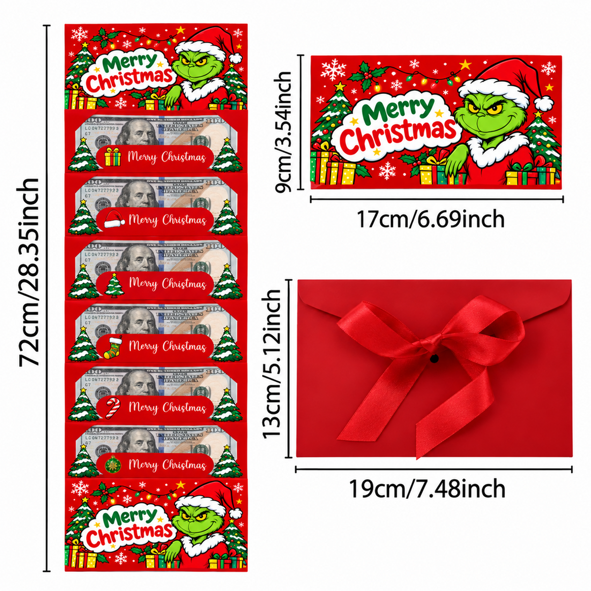 Grinch Christmas Cash Gift Envelopes Funny Money Holder for Family & Friends LM32 670321