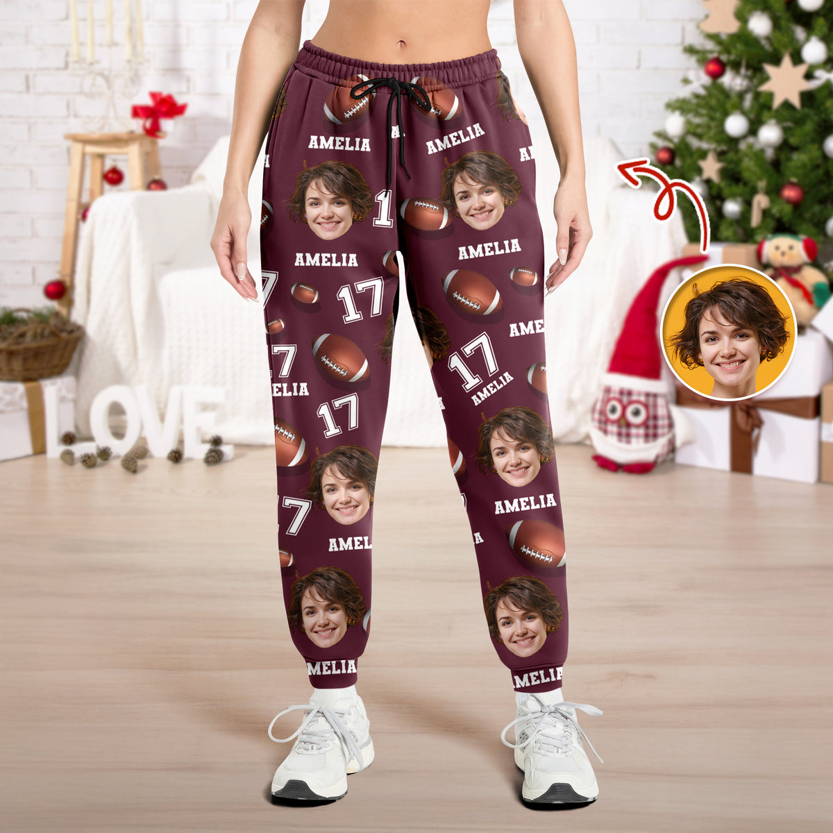 Custom Photo, Name And Number Sweatpants Christmas Gift For Football Lovers CH07 899482