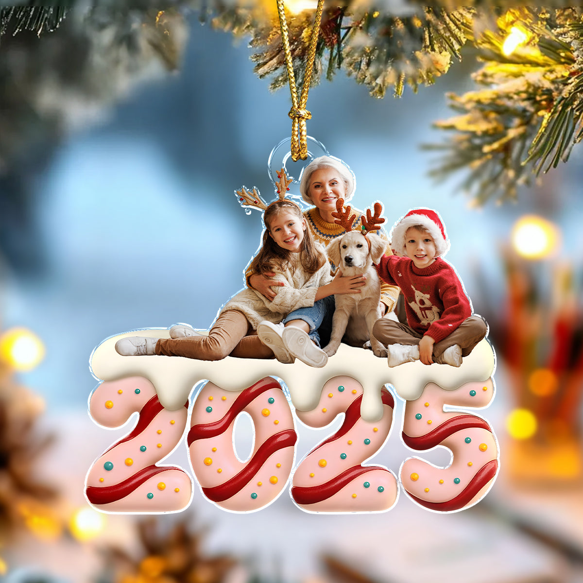 Custom Photo Family Christmas Acrylic Ornament HA75 897924