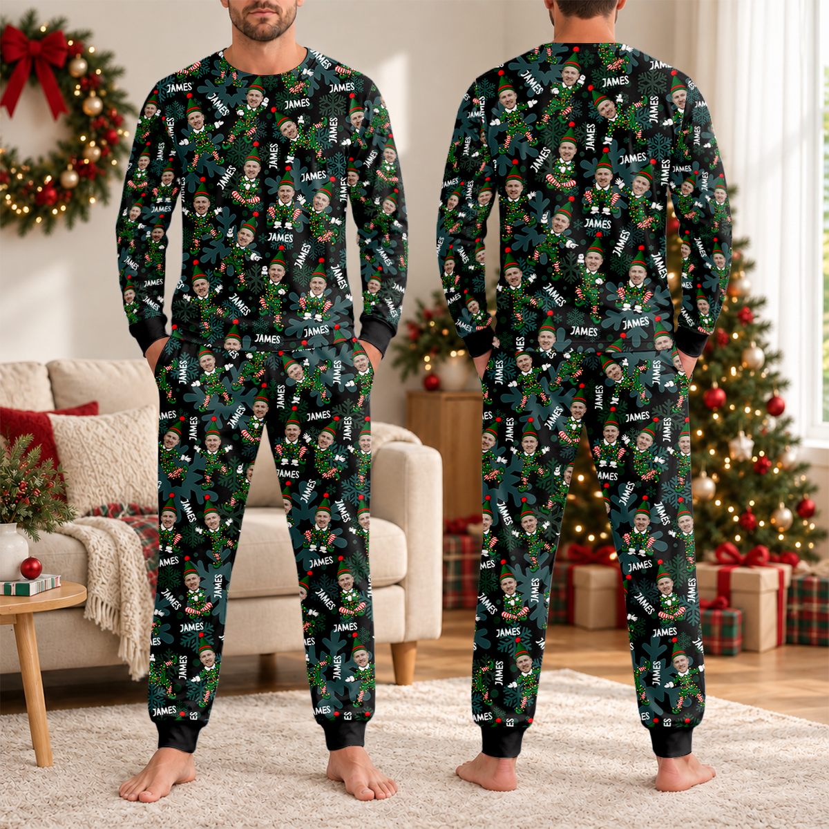 Personalized Face Christmas Elf Sleepwear Funny Holiday Gift HO82 904062