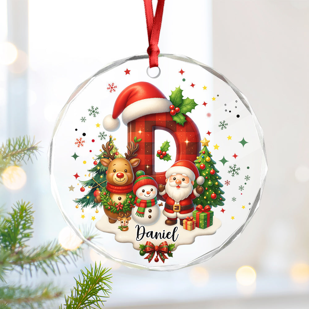 Custom Alphabet Personalized Christmas Glass Ornament HA75 897564