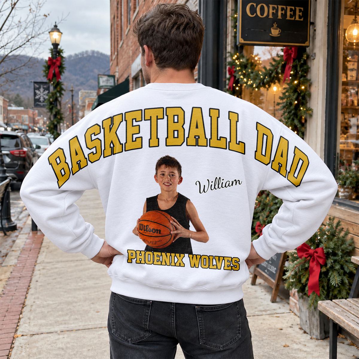 Custom Photo Basketball Dad Shoulder To Shoulder Sweatshirt CH07 181162
