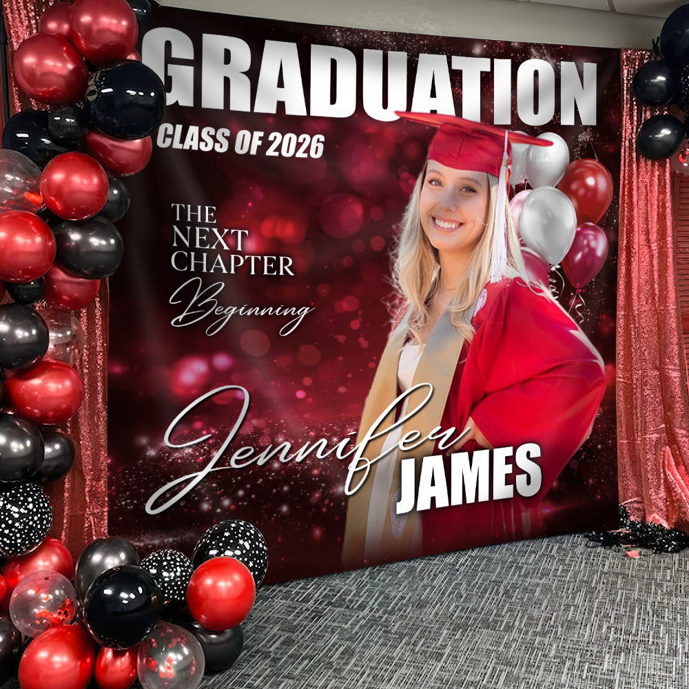Custom Photo Class Of 2026 Balloon Graduation Party Backdrop LM32 899451