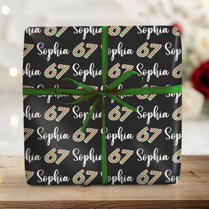 Custom Name 67 Christmas Wrapping Paper Personalized Six Seven Number Wrapping Paper CH07 899220
