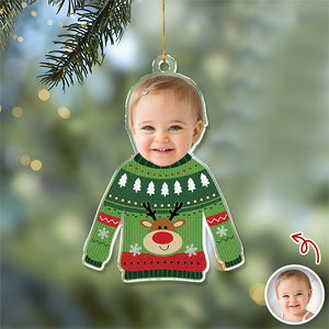 Custom Face Kid Funny Kid Ugly Sweater Acrylic Ornament For Christmas HA75 897844