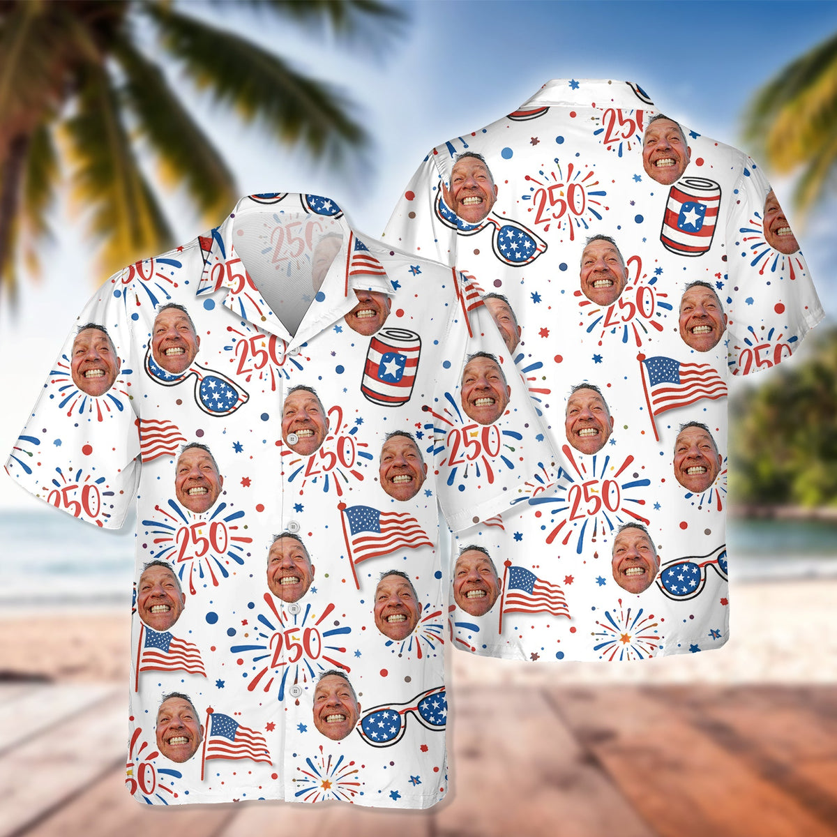 Custom Photo USA 250th Anniversary Floral American Flag Hawaii Shirt HA75 898940
