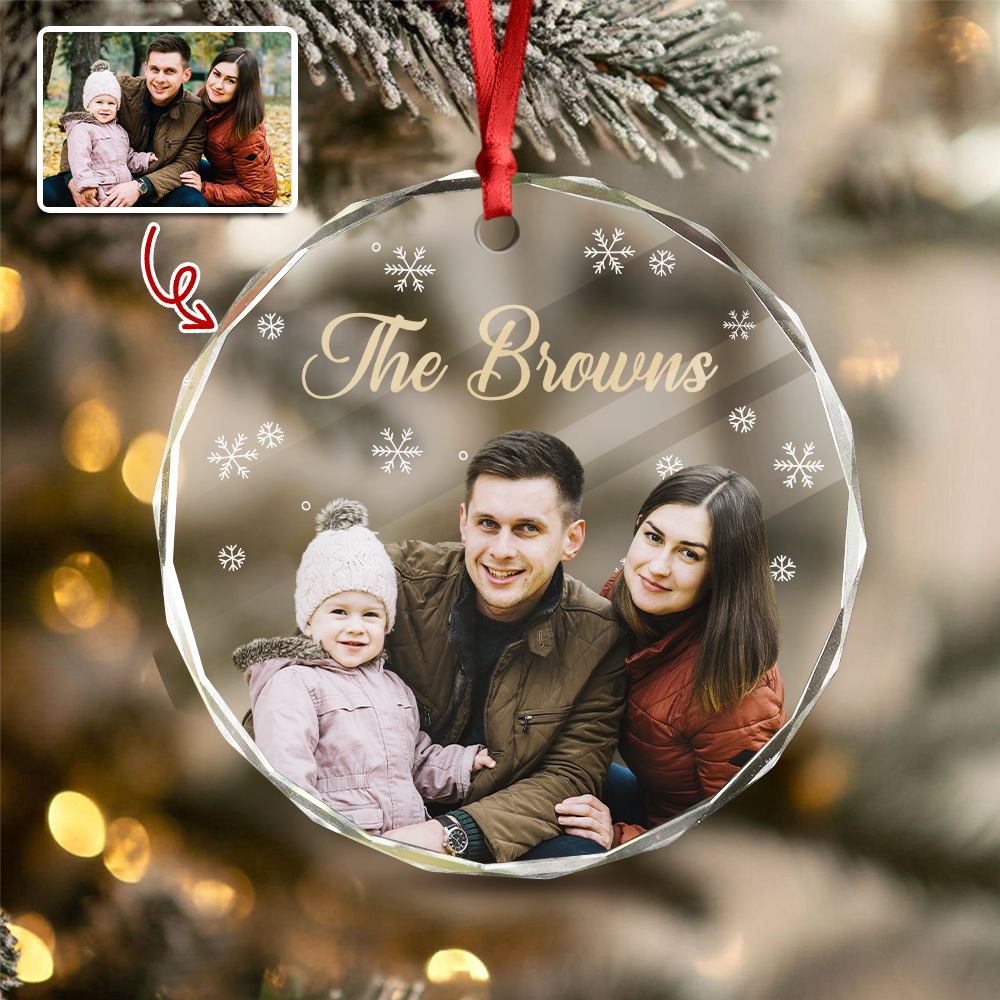 Custom Family Photo And Name Glass Ornament For Christmas TH10 894757