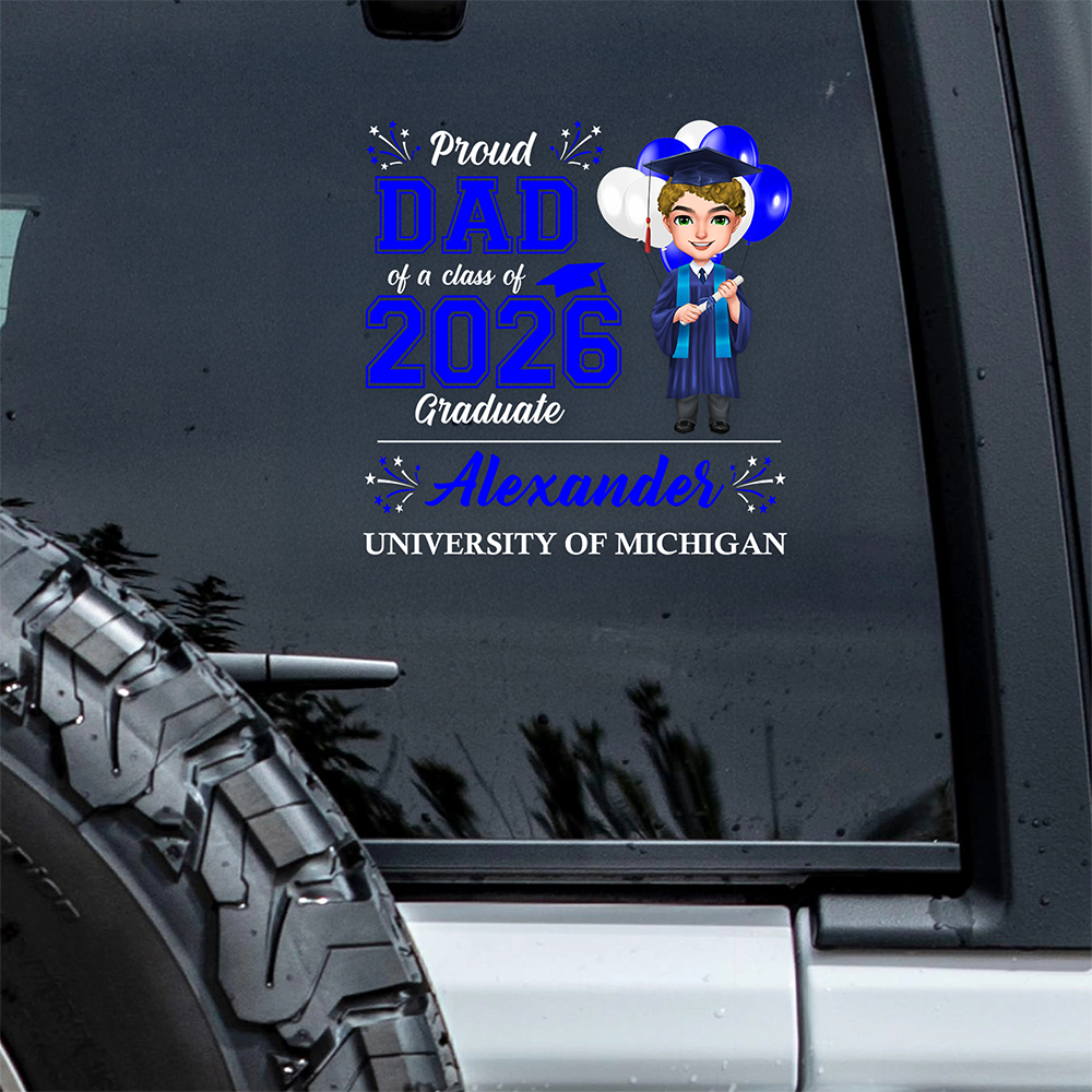 Personalized Proud Graduation Class Of 2026 Car Window Decal Sticker HA75 920552