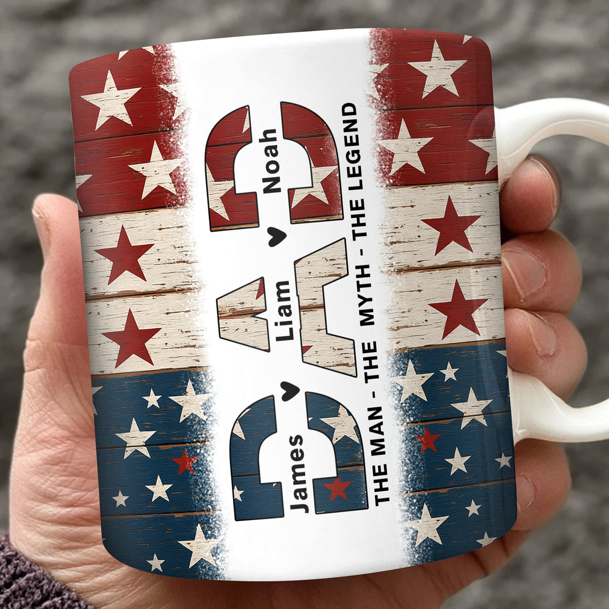Dad The Man The Myth The Legend - Personalized Mug For America Dad Grandpa CH07 895990