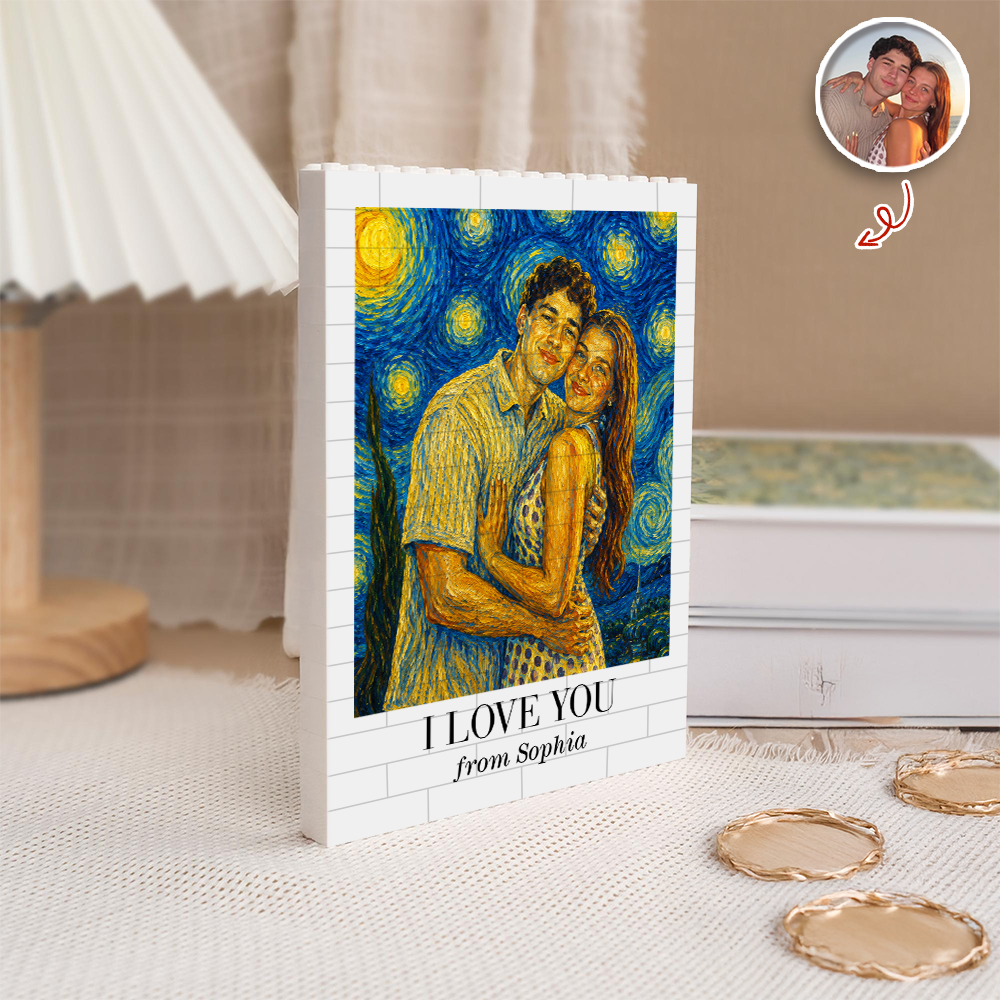Custom Photo I Love You Van Gogh Art Anniversary Gifts Building Brick Block TH10 170273