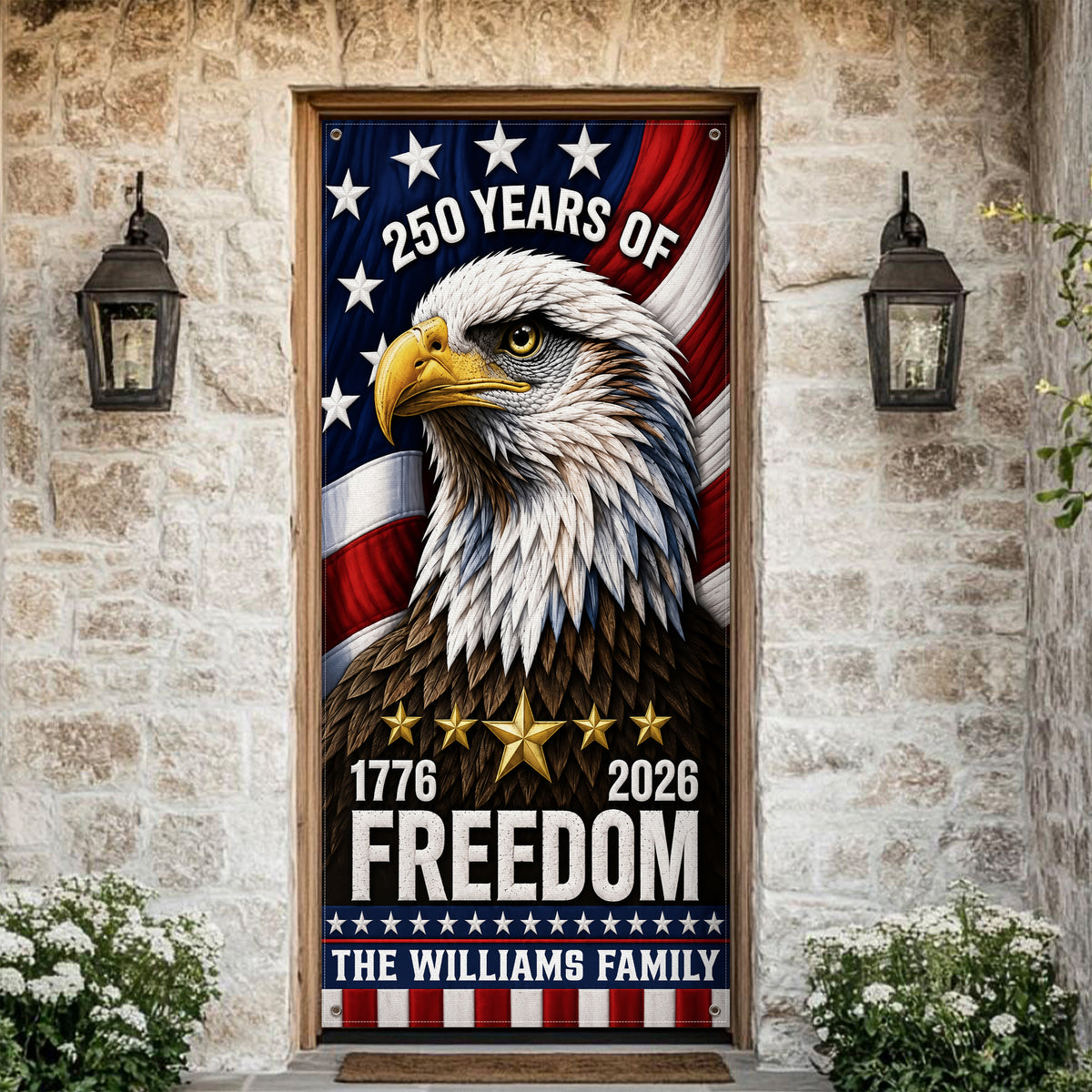 Custom Family Name 250 Years Of Freedom America 1776-2026 Eagle Door Cover CH07 911804