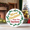 Custom Family Name Merry Christmas Ceramic Ornament TH10 171531