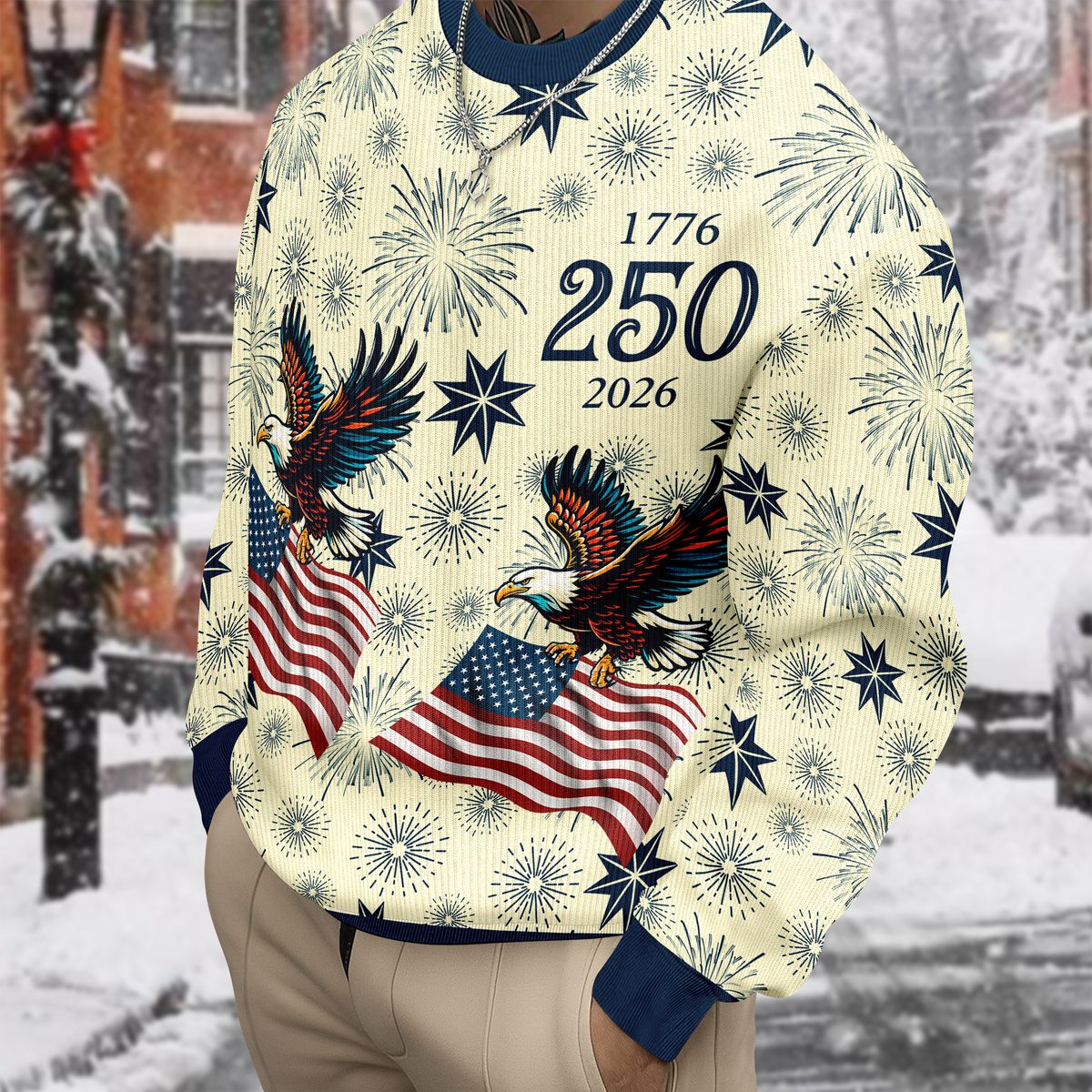 Personalized USA 250 Anniversary Eagle 1776-2026 Ugly Sweater TH10 171101