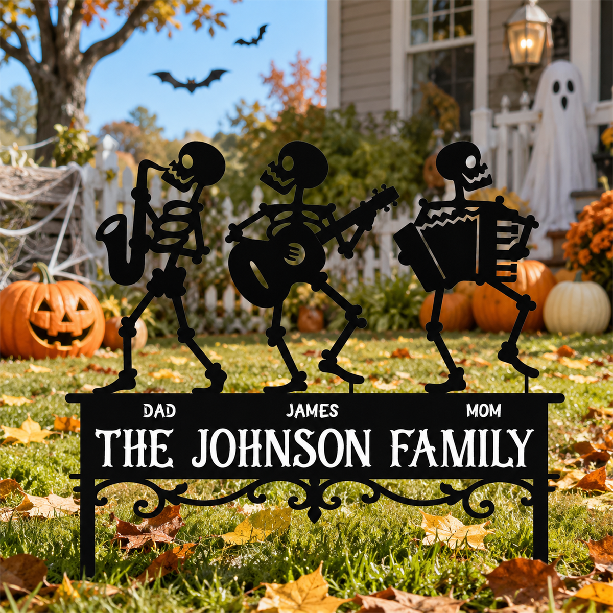 Custom Family Member Skeleton Garden Stake - Personalized Gifts for Halloween CH07 180210