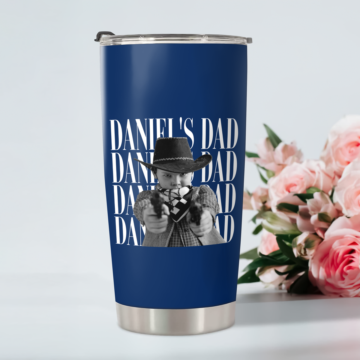 Personalized Vintage Photo Dad, Mom Fat Tumbler Kid Photo Tumbler CH07 911750