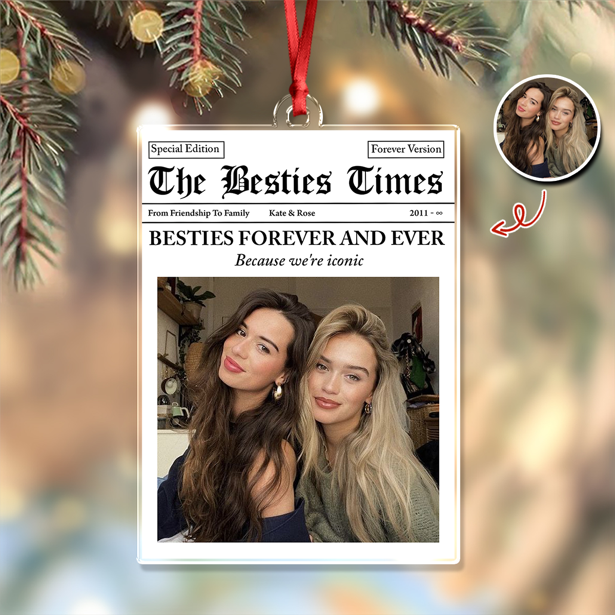 Custom Photo Besties Forever And Ever Acrylic Ornament Christmas Gift For Besties HO82 894726