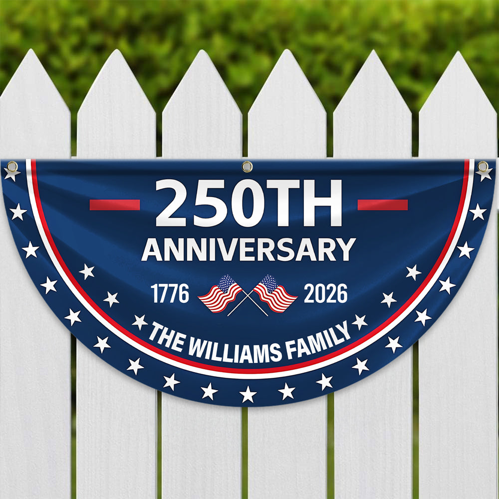 Custom Family Name 250th Anniversary 1776-2026 America Non-Pleated Fan Flag HA75 898792