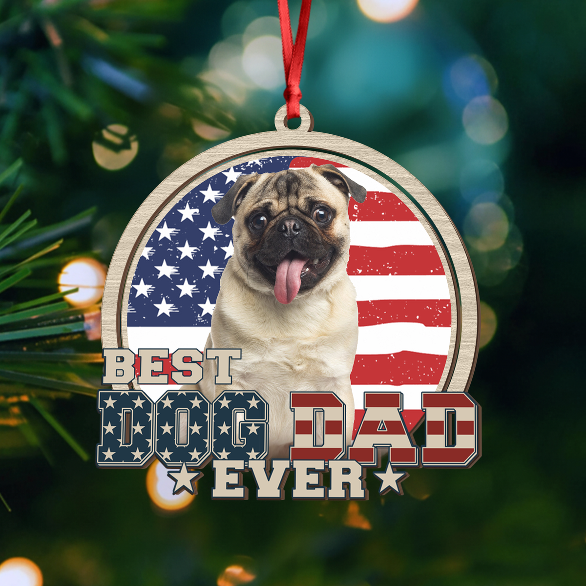 Custom Photo Best Dog Mom Dog Dad Wood Ornament LM32 895923