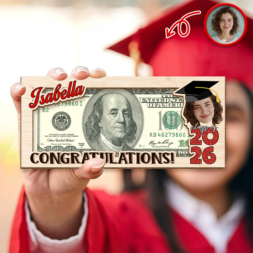 Custom Photo Congratulations Class Of 2026 Wood Money Holder CH07 910664